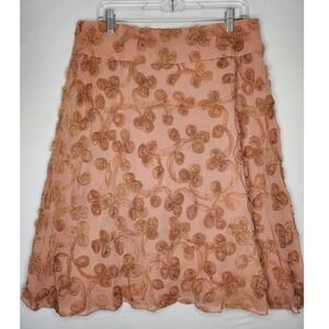 Chaiken Womans Silk Midi Skirt Rose Size 10 Side‎ Zip Boho festival vintage look